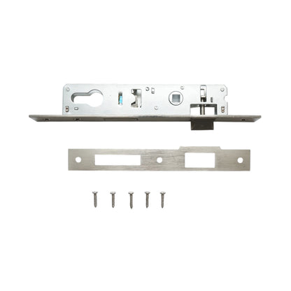Beépített ajtózár nyelvvel 34x174mm, előlap 23x240mm, szatén nikkel, csavarok mellékelve