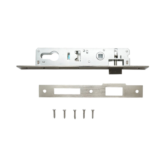 Beépített ajtózár nyelvvel 34x174mm, előlap 23x240mm, szatén nikkel, csavarok mellékelve