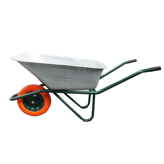 Fém talicska 80L poliuretán kerékkel 350/8 és horganyzott tállal 880x600x270mm Thor