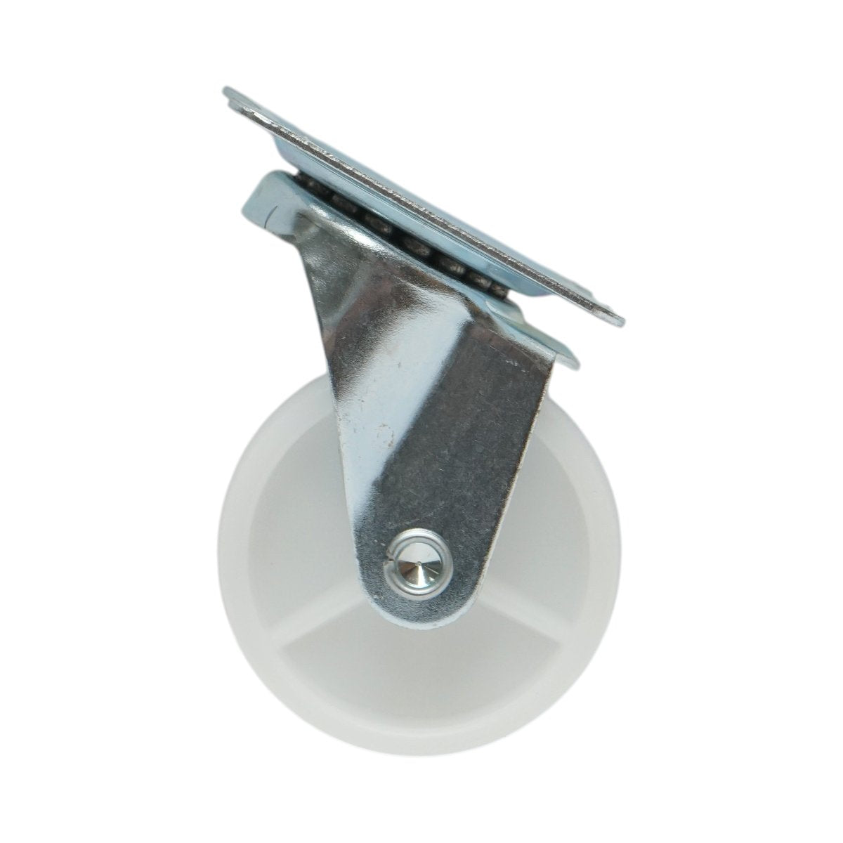 Forgó kerék 65x23mm fék nélkül, fehér polipropilén, acél lemez 70x58mm 35kg