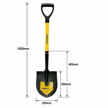 Crownman acél ásó 220x290x1020mm, üvegszál nyél és D markolat