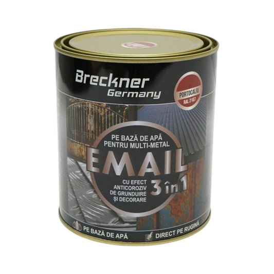 3 az 1-ben rozsdagátló zománcfesték narancssárga 2107 Amazone 750g fémhez, közvetlenül a rozsdára, vízalapú Breckner Germany