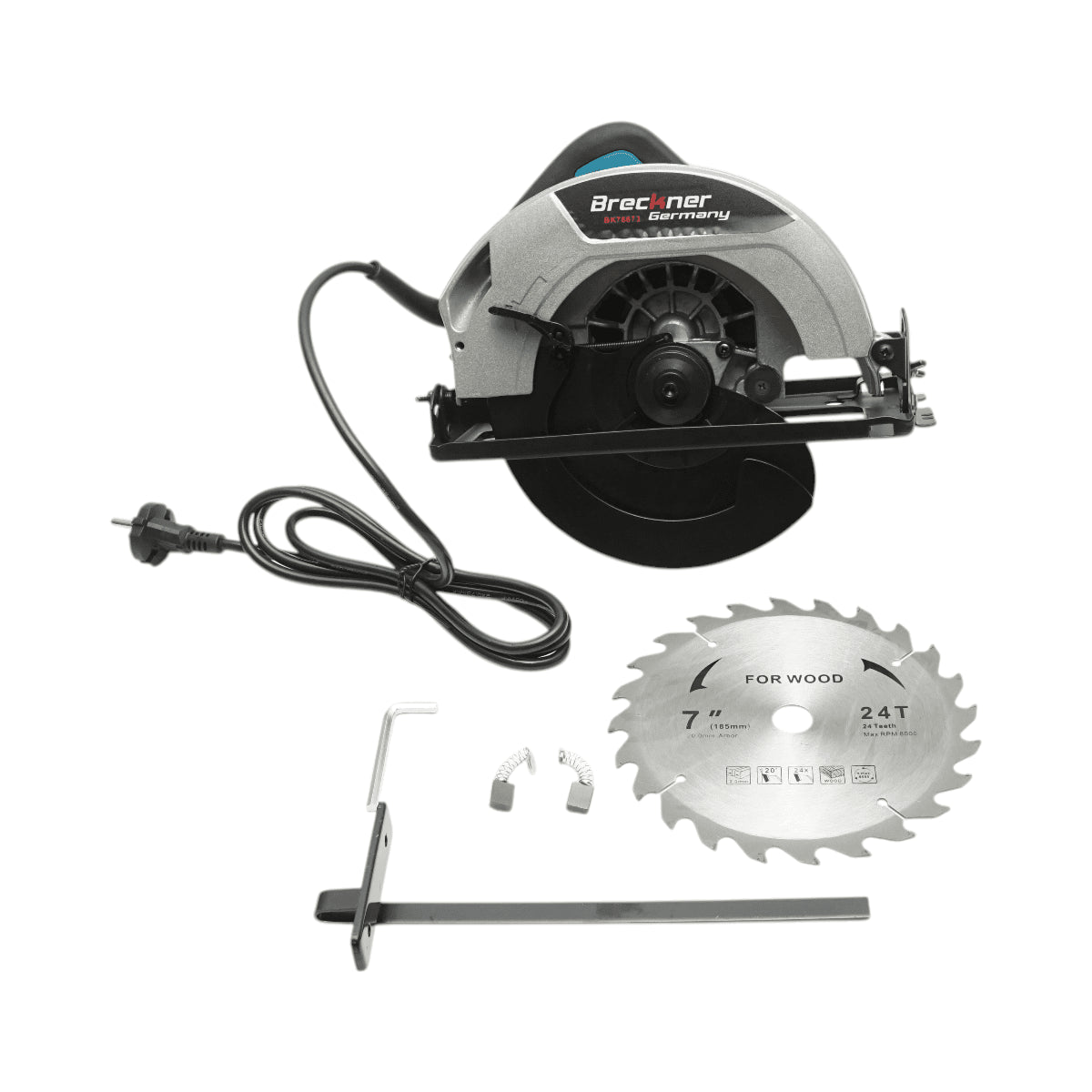 1600 W-os kézi körfűrész, 220 V, 185 mm-es fűrészlap, 0–45°-os vágási szög, 4700 fordulat/perc sebesség Breckner Germany