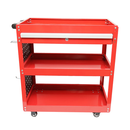 Kerekes fém kocsi 3 polccal, támasztékkal és szerszámos fiókkal 660x360x730mm