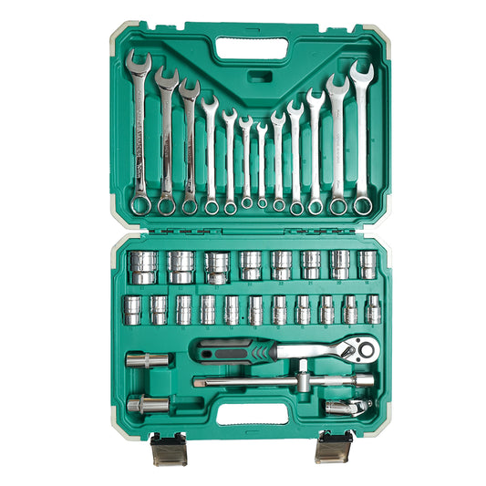 8-32 mm-es csőkulcskészlet és 8-19 mm-es fix kombinált csőkulcsok, 1/2 racsnis meghajtással 37 db Breckner Germany