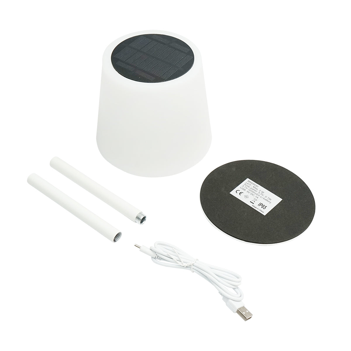 Solar LED asztali lámpa 2W, napelem 0,7W, akkumulátor 3,7V 1200mAh, USB 5V 1A, fehér Breckner Germany