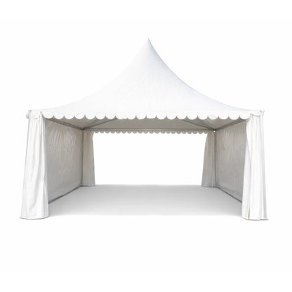 Pagoda típusú rendezvénysátor 6x6m, fehér UV-álló vízhatlan, PVC 950g/m2 tetőzet, alumínium keret 64x64x3mm