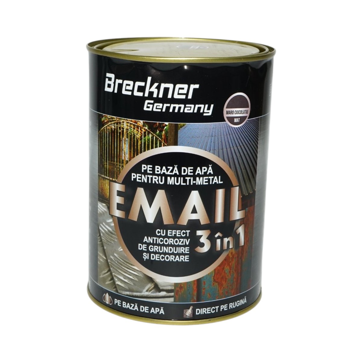 Breckner Germany 3 az 1-ben rozsdagátló zománc festék csokoládébarna matt fém 2kg, közvetlenül a rozsdára, vízalapú