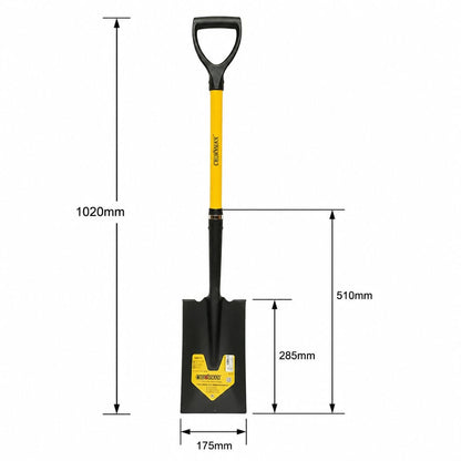 Crownman egyenes acél lapát 175x285x1020mm, üvegszál nyél D fogantyúval