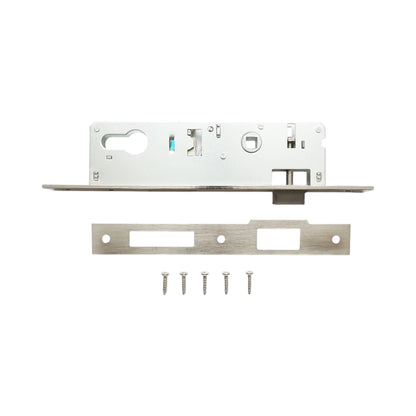 Beépített ajtózár nyelvvel 48x174mm, előlap 23x240mm, szatén nikkel, csavarok mellékelve