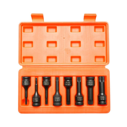 Breckner Germany 1/2” Spline hosszú ütvecsavarozó bitkészlet, M5–M18, 8 részes
