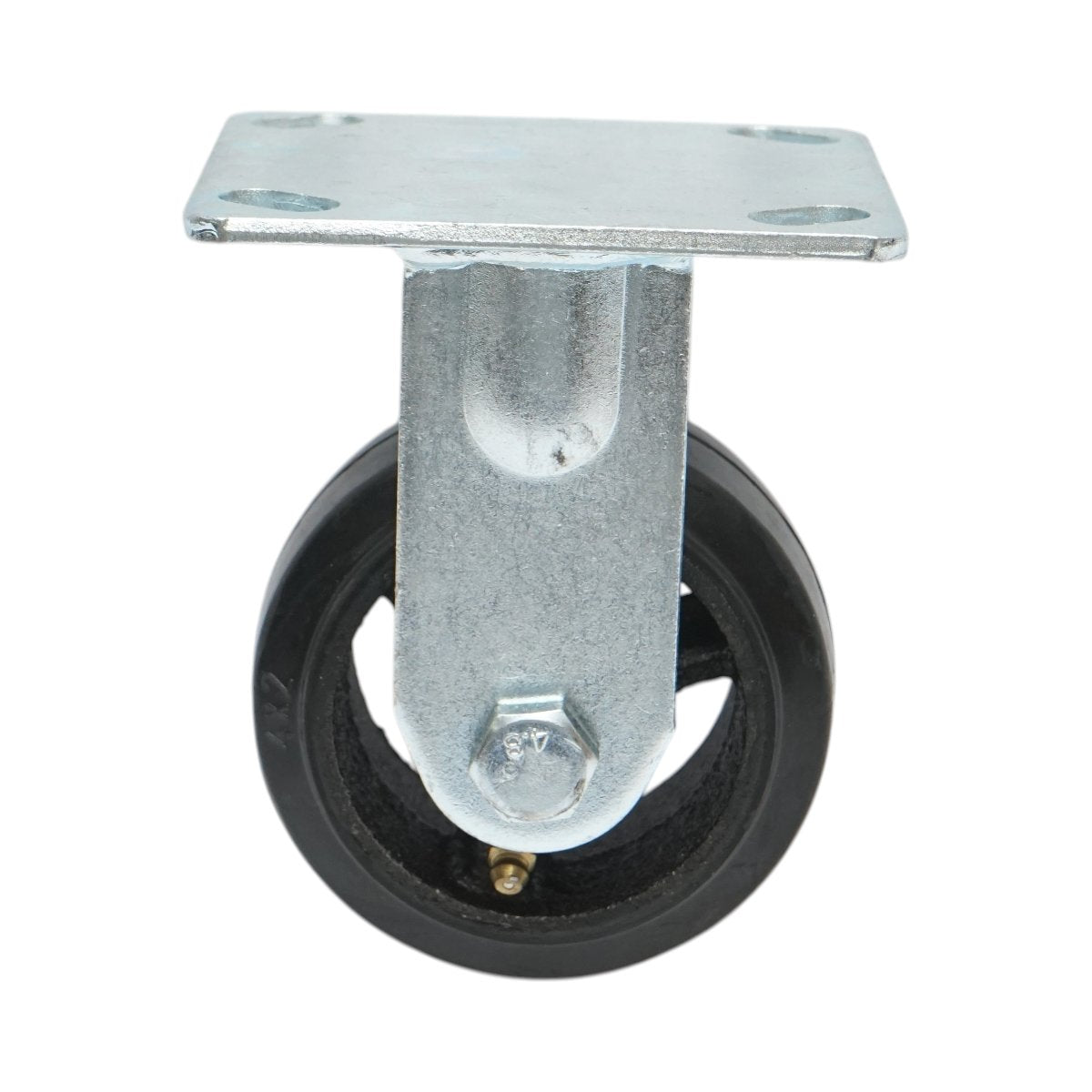 Rögzített ipari kerék 100x50mm fék nélkül, fekete tömör gumi, 115x100mm acéllemez 100kg