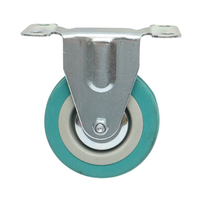 Rögzített kerék 75x21mm fék nélkül, kék tömör gumi, acél lemez 100x59mm 45kg