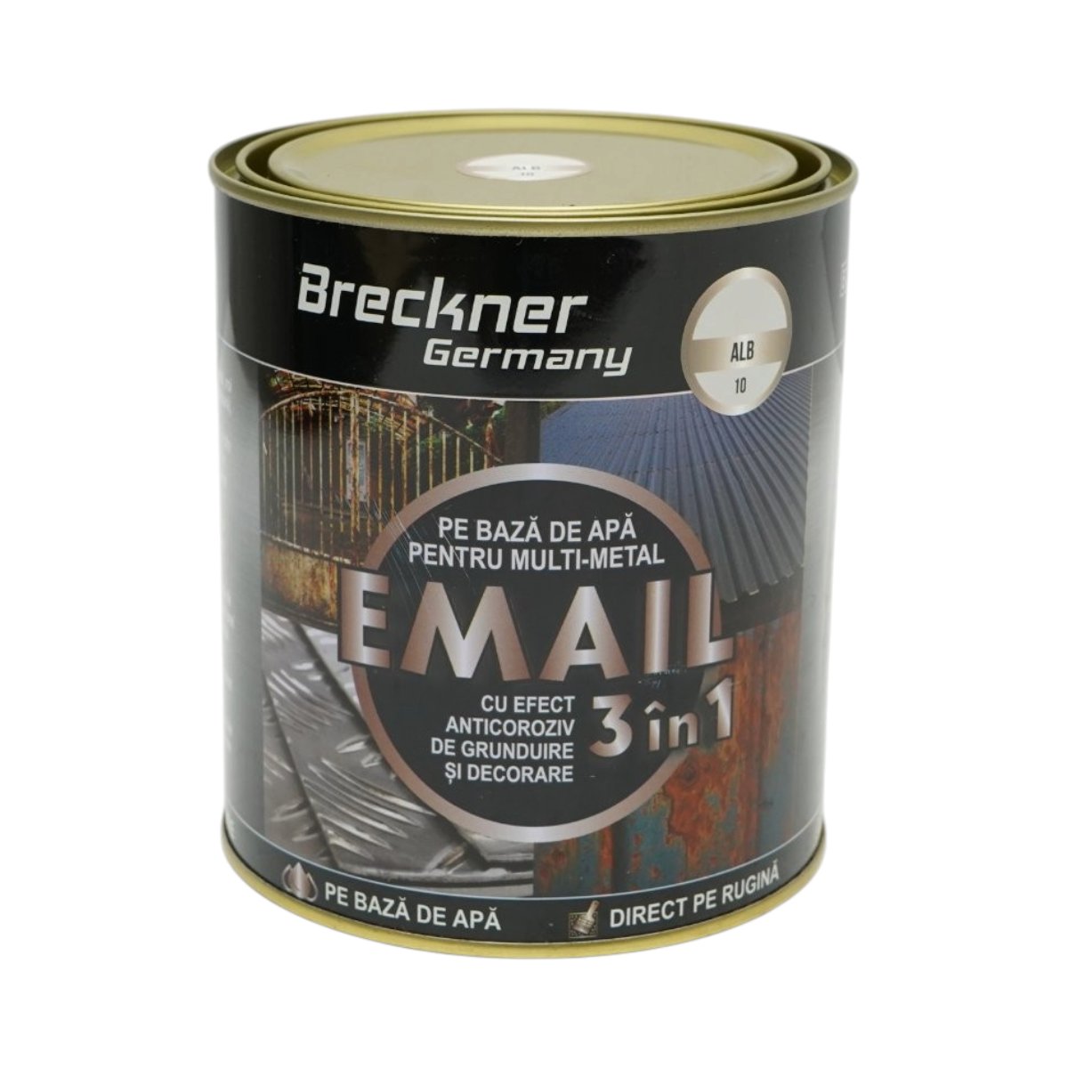 Breckner Germany 3 az 1-ben rozsdagátló email festék fehér 10 fémhez 750g, közvetlenül a rozsdára, vízalapú