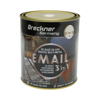 Breckner Germany 3 az 1-ben rozsdagátló email festék fehér 10 fémhez 750g, közvetlenül a rozsdára, vízalapú