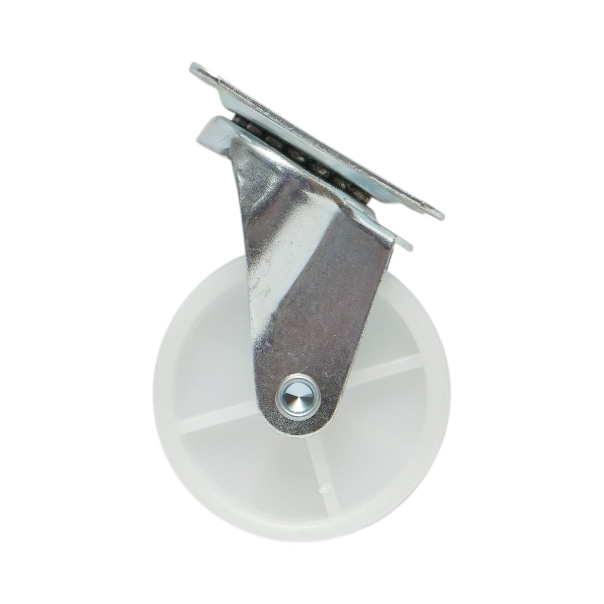 Forgó kerék 73x25mm fék nélkül, fehér polipropilén, acél lemez 70x58mm 45kg