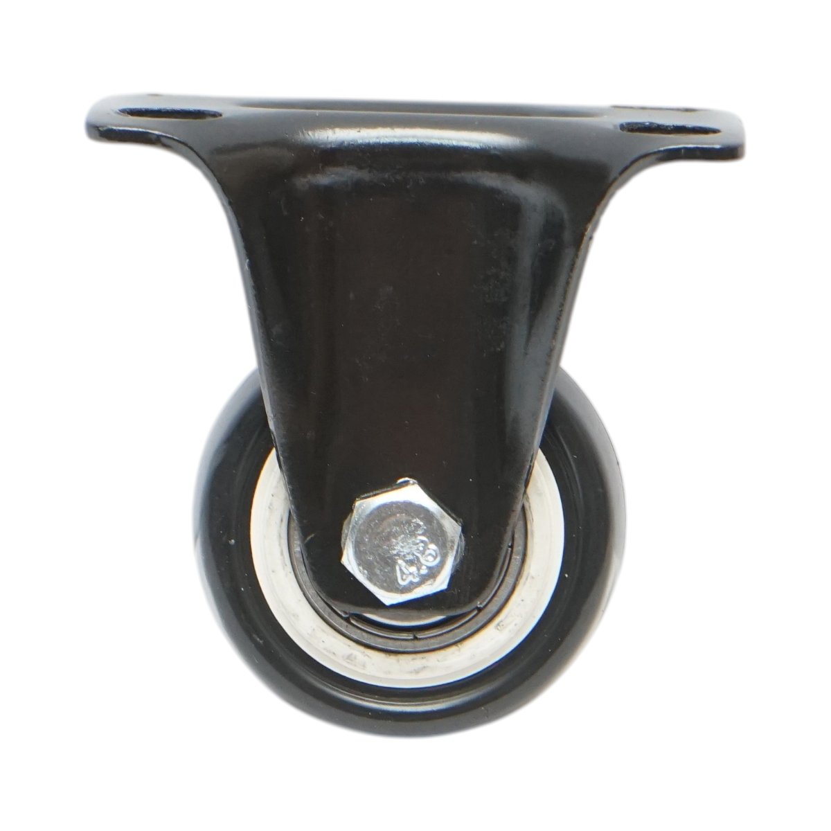 Rögzített kerék 42x21mm fék nélkül, fekete PVC, acél lemez 60x43mm 30kg