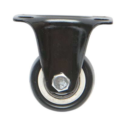 Rögzített kerék 42x21mm fék nélkül, fekete PVC, acél lemez 60x43mm 30kg