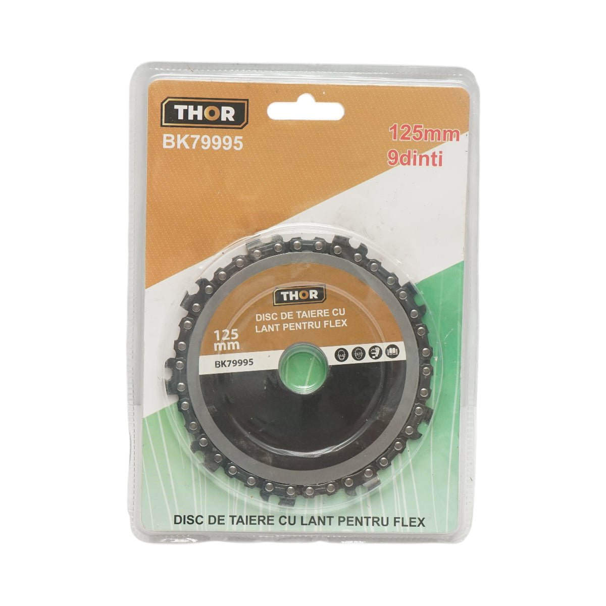 Fűrészlánc hajlítókorong 125x22mm 9 fogú fűrészlánc THOR fakivágáshoz