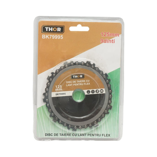Fűrészlánc hajlítókorong 125x22mm 9 fogú fűrészlánc THOR fakivágáshoz