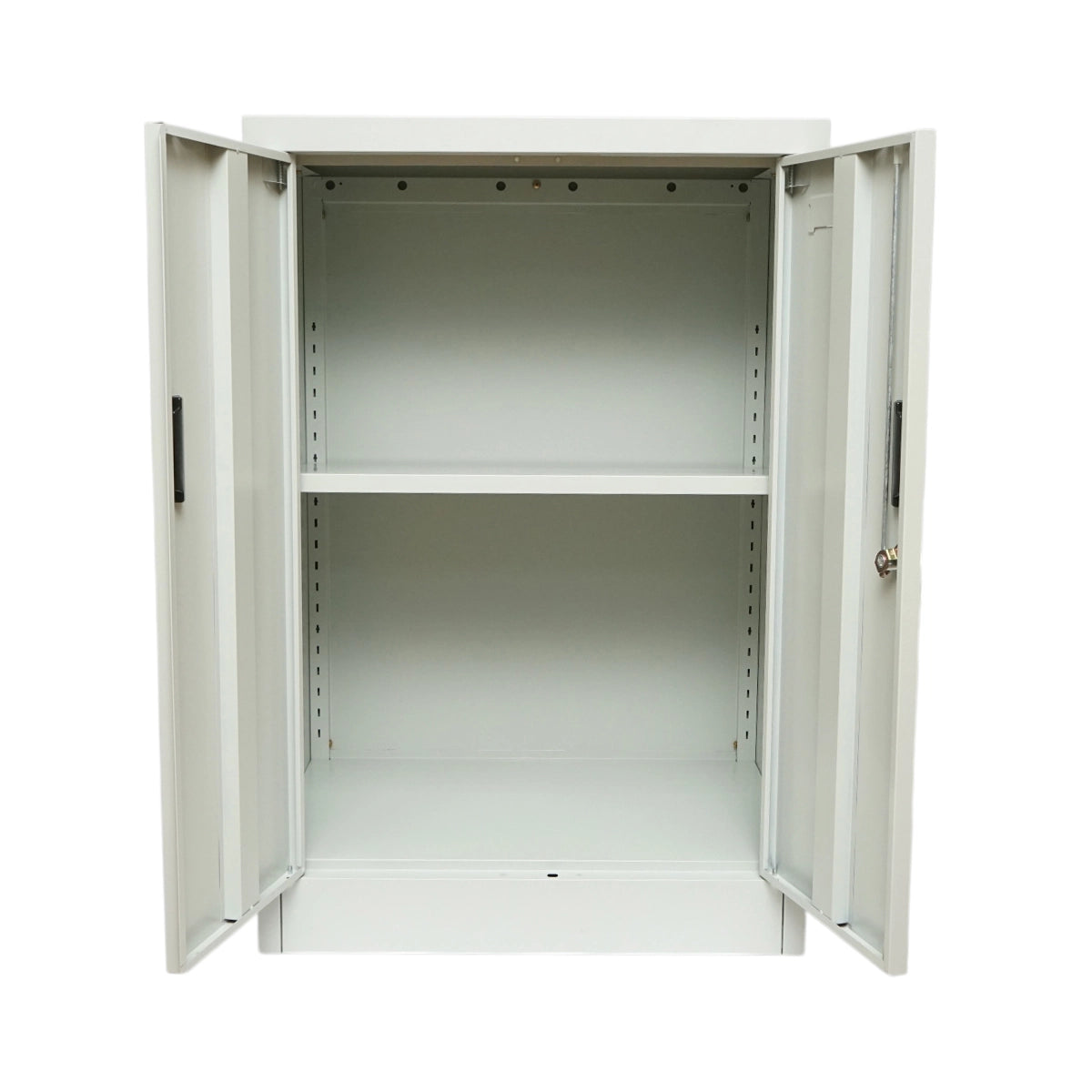 Fém fiset szekrény 600x400x900mm, 2 rögzített ajtóval, 1 polccal, szürke Breckner Germany