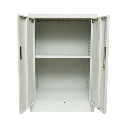 Fém fiset szekrény 600x400x900mm, 2 rögzített ajtóval, 1 polccal, szürke Breckner Germany