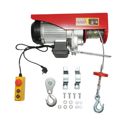 Elektromos emelő 220V/50Hz 2200W, max terhelés 500/1000Kg, emelési sebesség 4-8m/min, emelési magasság 6-12m IP40