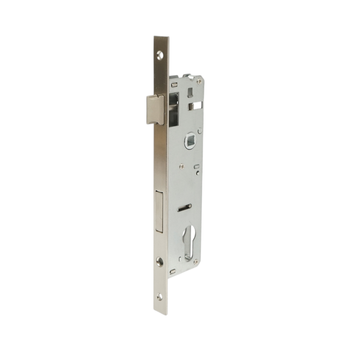 Beépített ajtózár nyelvvel 43x174mm, előlap 16x240mm, szatén nikkel, csavarok mellékelve