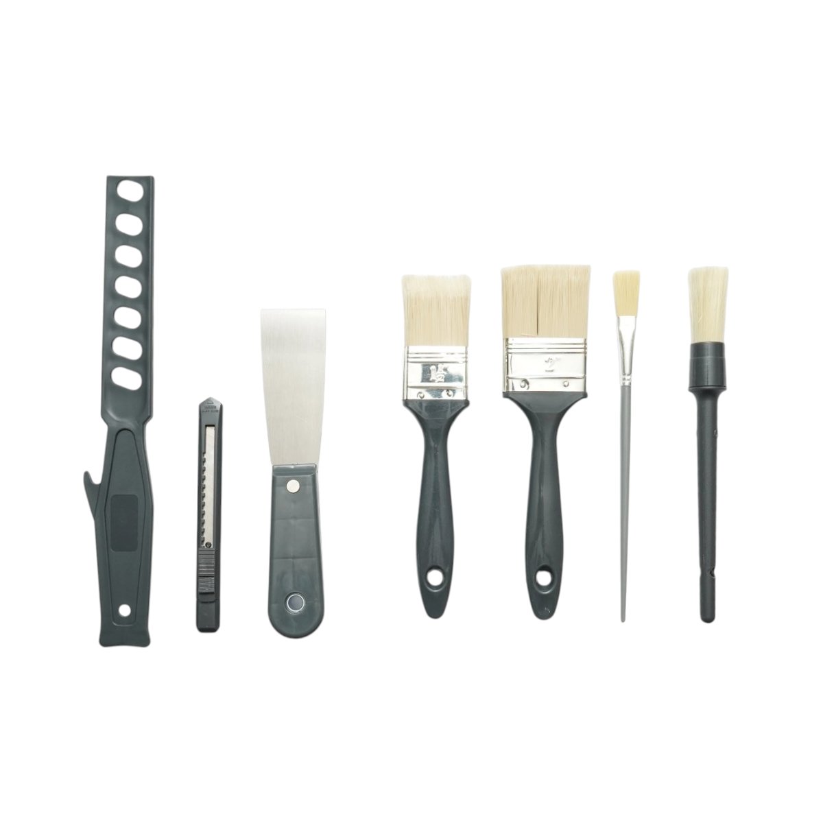 Festés és meszelés szett poliészter trafaretekkel 10cm, 25cm, 4 ecset, spatula, keverő, festéktálca, rács, védőfólia, vágó 15 részes Breckner Germany
