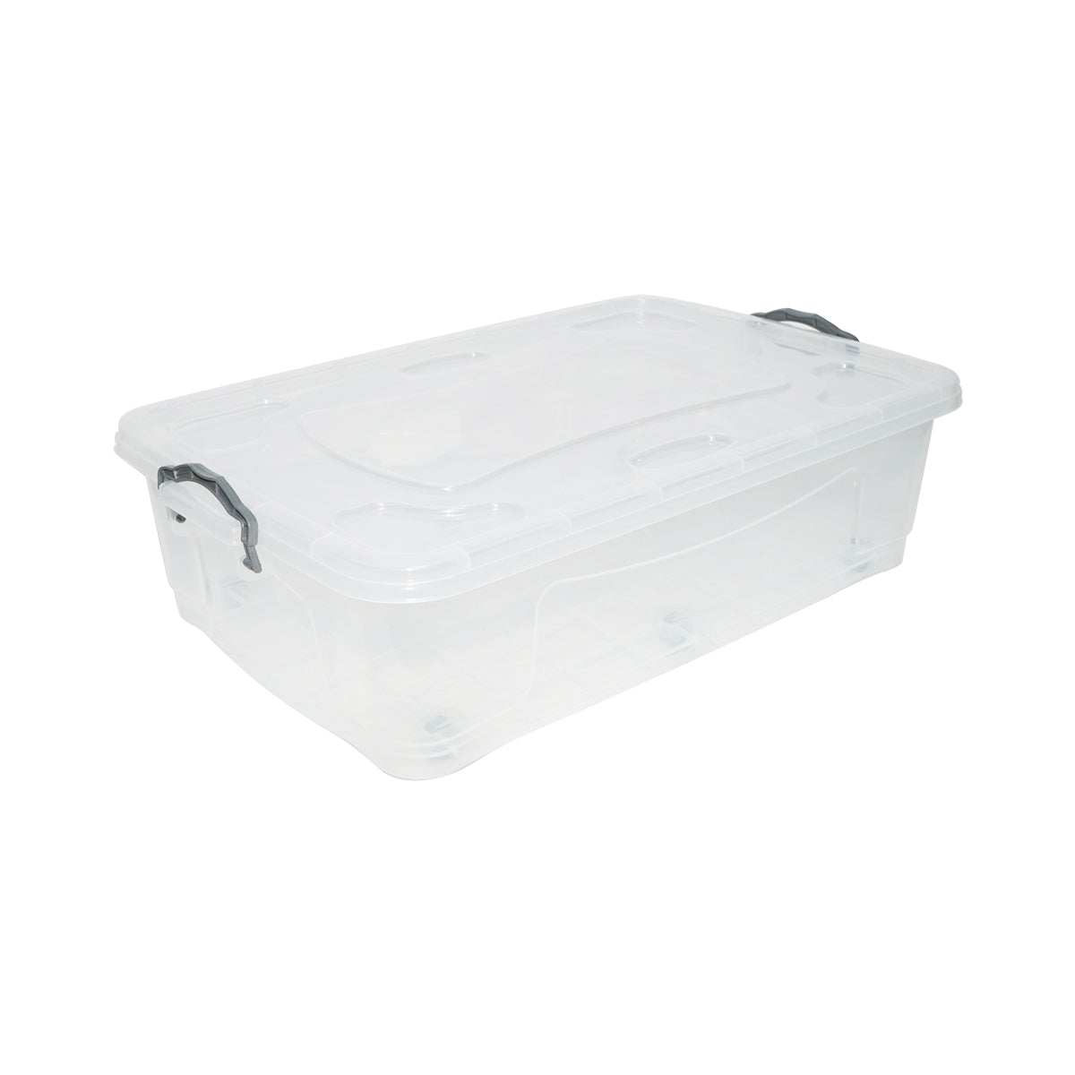 40L tárolódoboz fedéllel és átlátszó műanyag kerekekkel 725x470x200mm