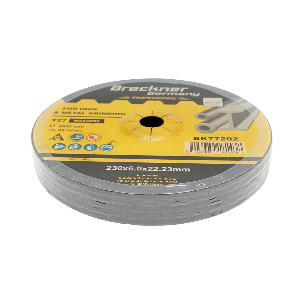 Rozsdamentes acél T27 230x6.0x22mm vágó és polírozó flex korongok T27 230x6.0x22mm Breckner Germany