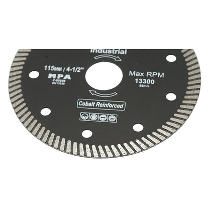 Turbo gyémánt vágótárcsa 115x22.23x1.35mm, max. fordulatszám 13300rpm, nedves/száraz vágás kő, Crownman kerámia csempe vágására