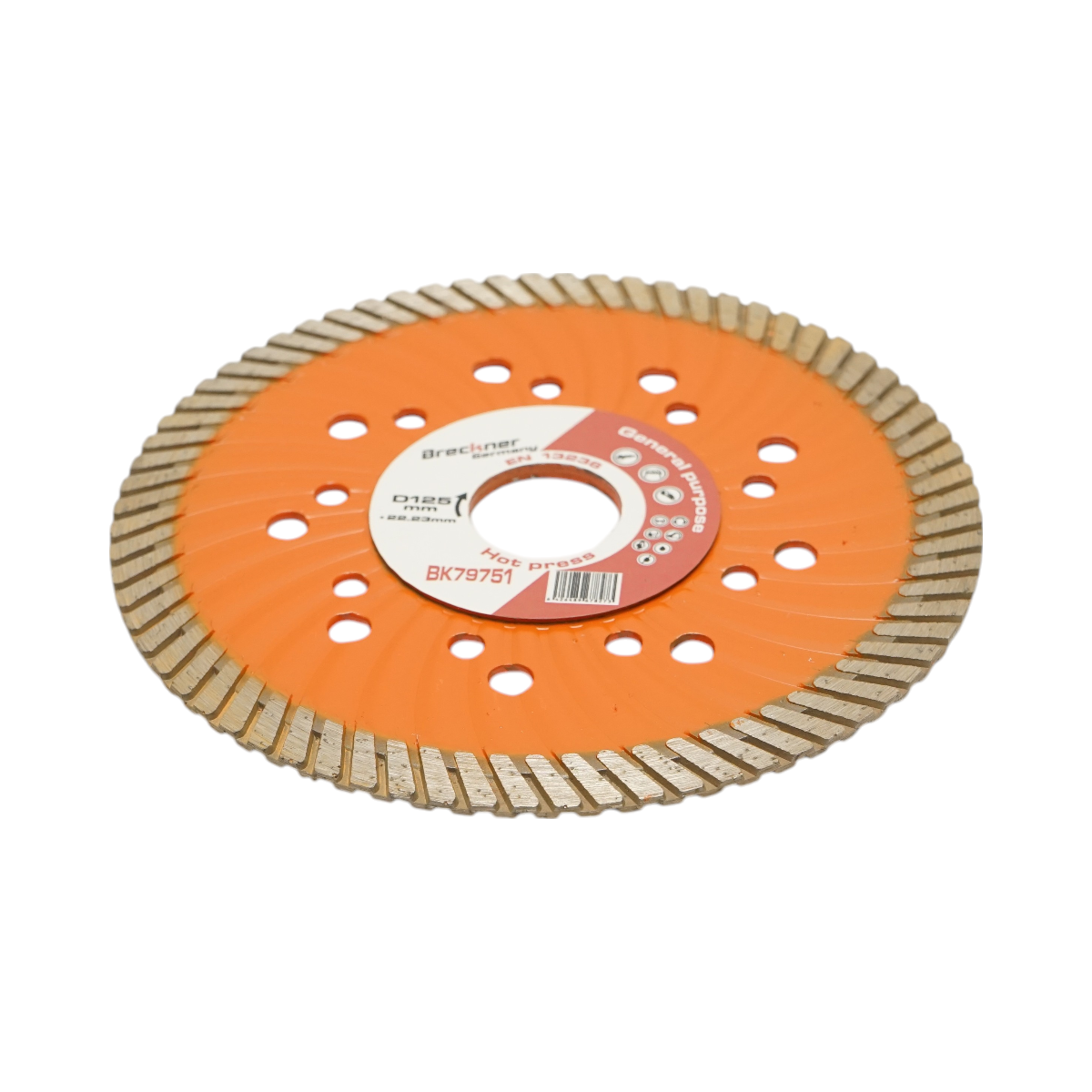 Gyémánttárcsa turbó 125x22.23mm, szegmens 10mm csempéhez, burkolólapokhoz, mozaikhoz, kemény kőhöz, márványhoz, gránithoz Breckner Germany