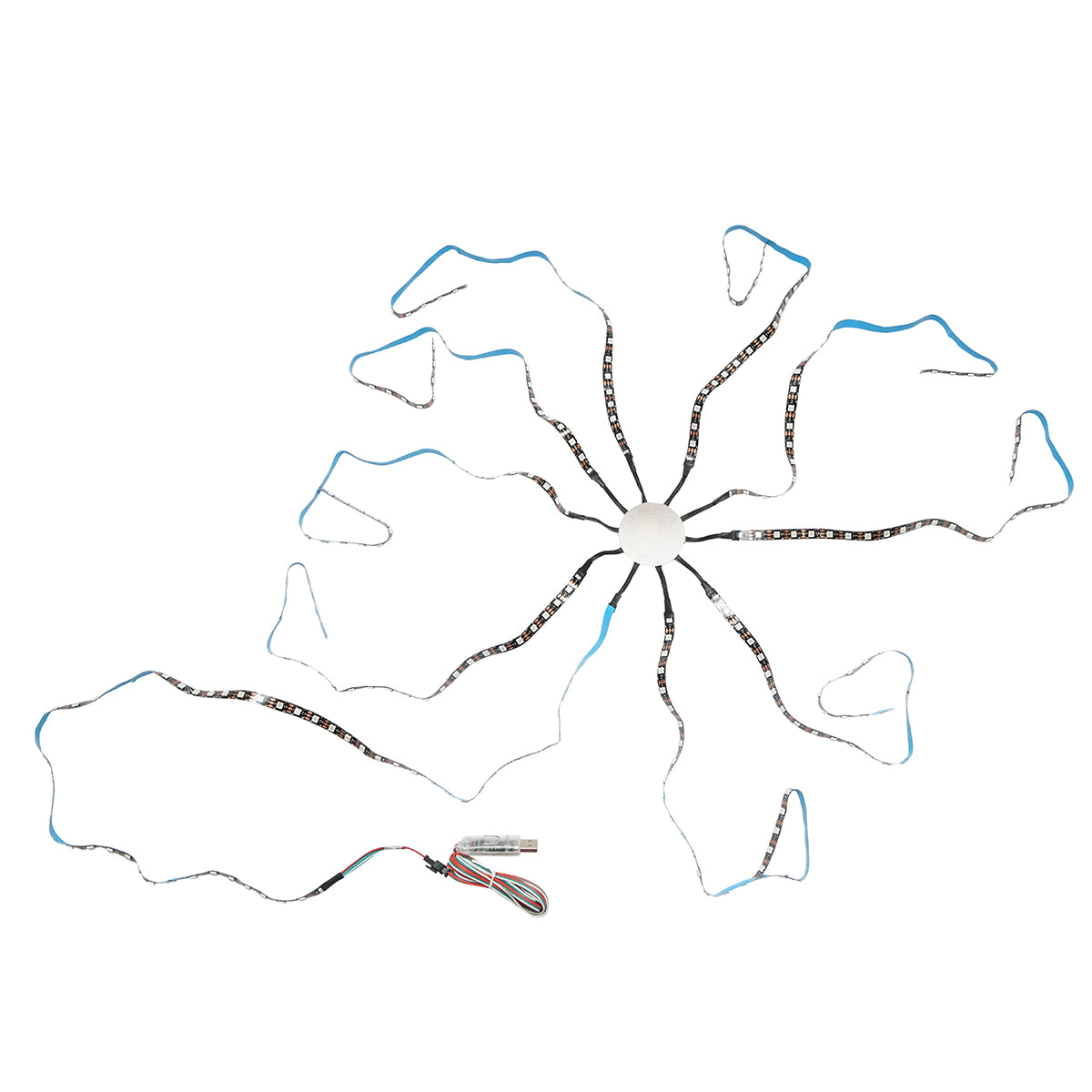 LED szalag tűzijáték modell 11x0.5+1x2m 5V, USB, bluetooth, hangvezérlés, RGB+IC alkalmazás Breckner Germany