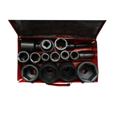 Breckner Germany Ütődugókulcs készlet, 17-65mm hosszú csőkulcsok, 125mm hosszabbító, 3/4 inch négyzet Cr-Mo 15 darab