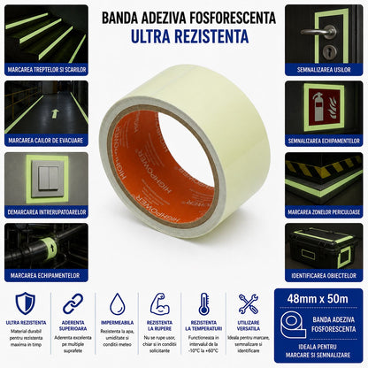 HighPower foszforeszkáló zöld ragasztószalag 48mm x 50m