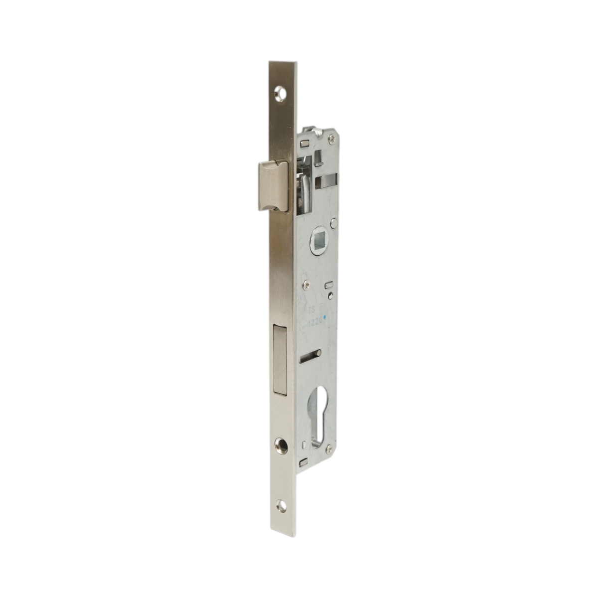 Beépített ajtózár nyelvvel 34x174mm, előlap 16x240mm, szatén nikkel, csavarok mellékelve