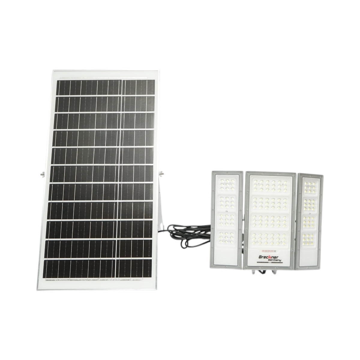 LED lámpa 2400lm, 6500K napelemes panellel 40W, LiFePO4 3.2V/30Ah akkumulátor, mozgásérzékelő és távirányító IP66 Breckner Germany