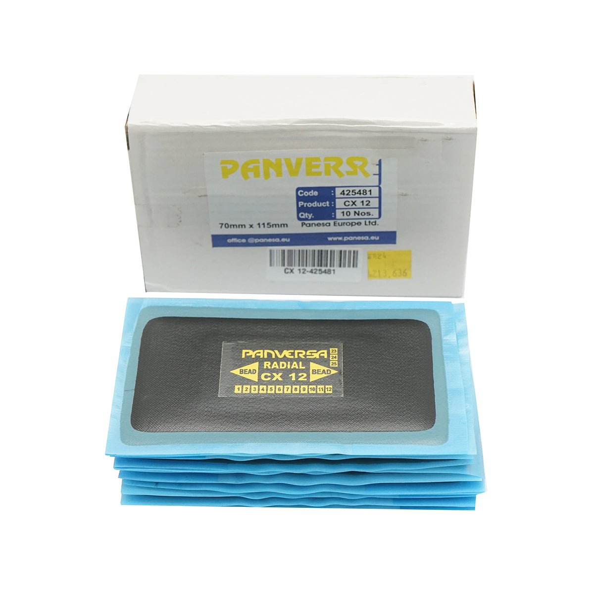 Radiális gumiabroncs vulkanizációs javítófoltok 70x115mm CX-12 Panversa