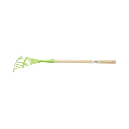 Breckner Germany fém levelseprű 9 fogú, fa nyéllel 510mm, teljes hossz 700mm