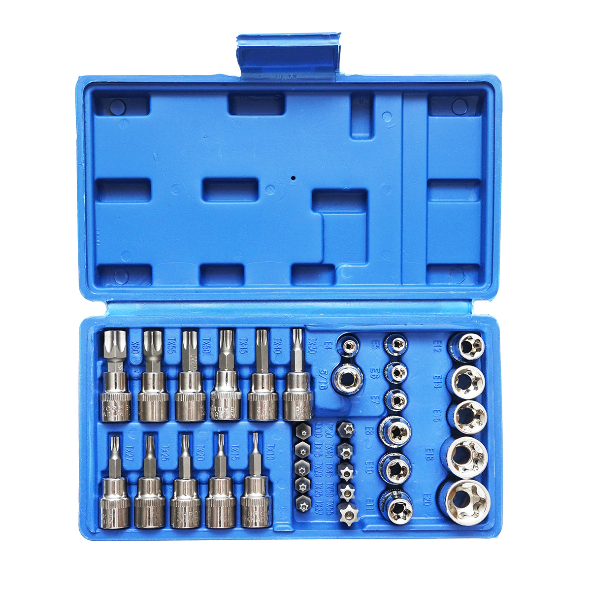 E-Torx csőkulcskészlet, bitprofil TX 34 darab Breckner Germany