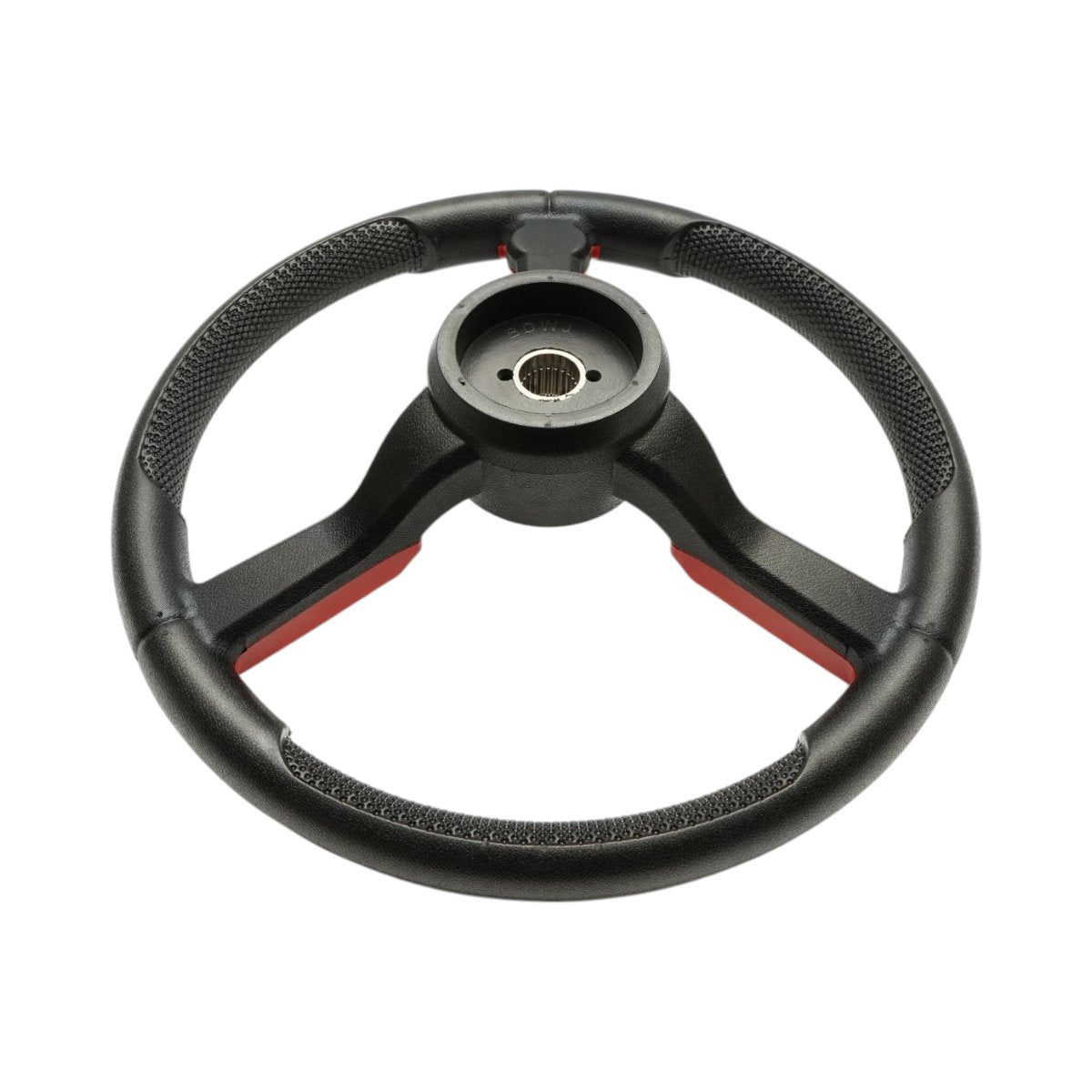 Breckner Germany univerzális traktor kormány 390mm, 25mm rögzítés Z=24, 360 fokos forgó fogantyú, piros-fekete