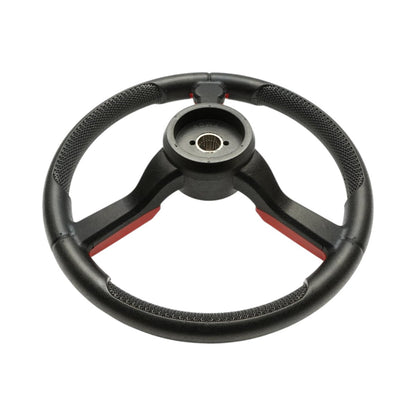 Breckner Germany univerzális traktor kormány 390mm, 25mm rögzítés Z=24, 360 fokos forgó fogantyú, piros-fekete