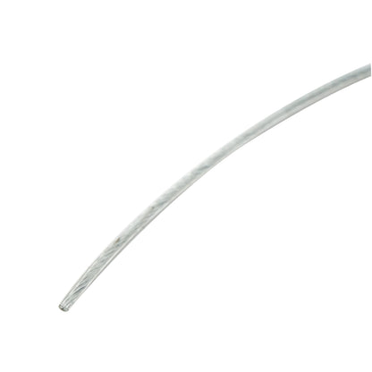 Horganyzott acélkábel 2 mm-es PVC burkolattal, 1x7 szál, maximális terhelés 95 kg, súly 4,4 kg, 500 m/tekercs.