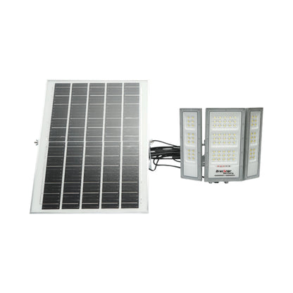 LED lámpa 1300lm, 6500K 25W napelem panellel, LiFePO4 3.2V/15Ah akkumulátor, mozgásérzékelő és távirányító IP66 Breckner Germany