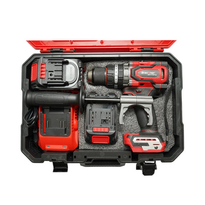 Ütvefúró-csavarbehajtó 1000W, 2 akkumulátor 21V, 4Ah Li-ion, LED, brushless, 180Nm, 13mm tokmány, 0-500/2000rpm, vibráció elleni fogantyú Breckner Germany