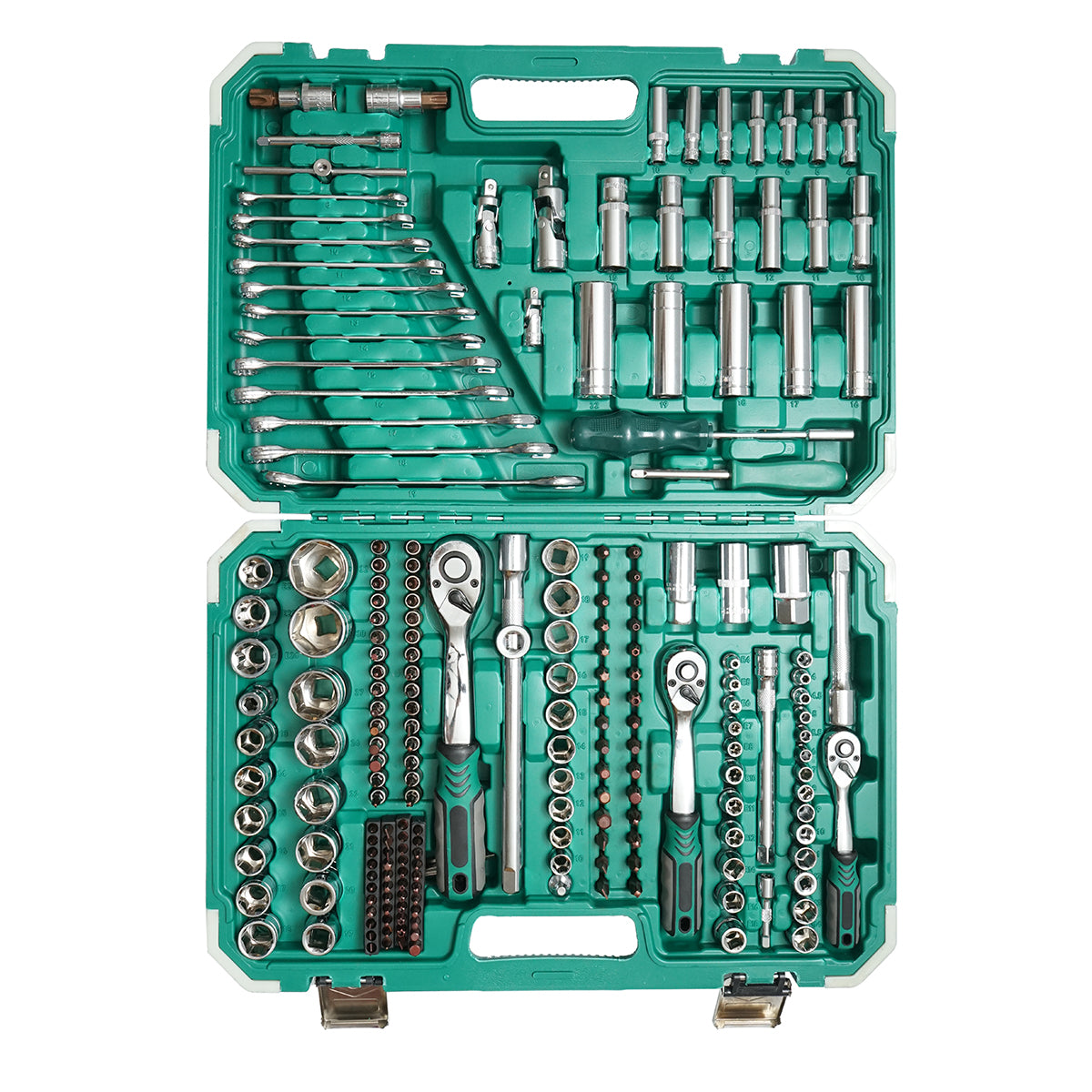 Csöves, hatszögletű, mély dugókulcs készlet 4-32mm, fix kulcsok 8-19mm, bitek, torx, hex, spline 218 db Breckner Germany