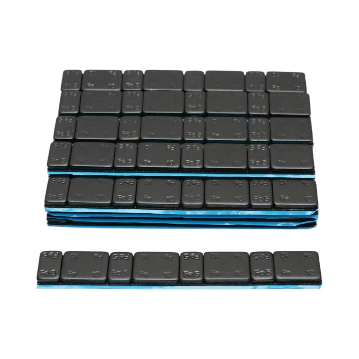 Öntapadós fekete ellensúlyok kerékegyensúlyozáshoz Fe 60g (5gx4 db + 10gx4 db) 100 szalag/doboz