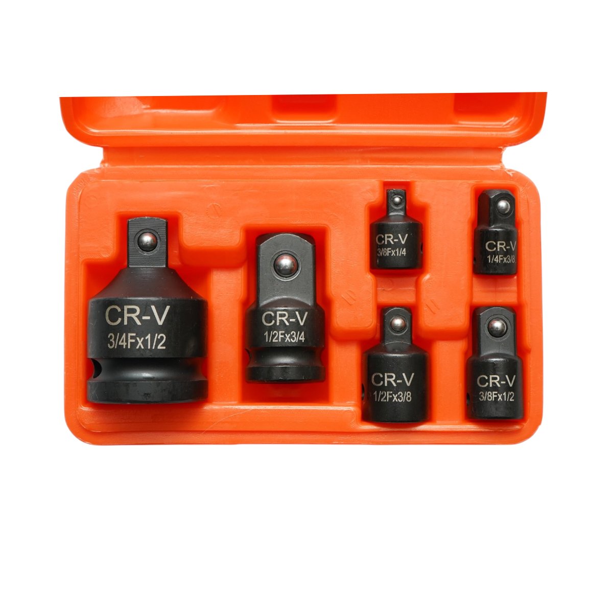 6 részes dugókulcs reduktor készlet 1/4" – 3/8" – 1/2" – 3/4" Cr-V Breckner Germany készlet csökkentő edzett racsnis kulcsokhoz