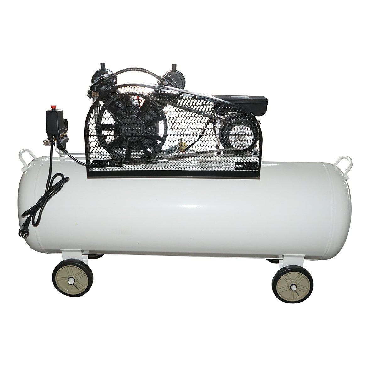 200 literes szíjhajtású légkompresszor, 2,2 kW/3 LE V-twin motor, maximális nyomás 8 bar, levegőbeömlési térfogat 325 l/perc Breckner Germany